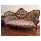 Antique Victorian Style Sofa with Floral Upholstery…..69 x 21 deep x 16 tall to seat (42-1/4 tall overall)