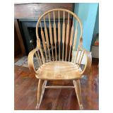 Vintage solid wood bow arched back Windsor-style rocking chair…..23-1/2 x 17 deep x 18 to seat (40 tall overall)