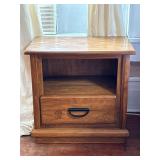 Wood nightstand with open top shelf and bottom drawer…..24-3/4 x 15 x 24 tall