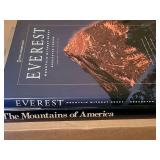 Books: large books, mountains of America and Everest. See pictures for titles