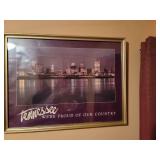 Framed Tennessee Proud of our Country poster Memphis skyline, 19.5" X 25.5"