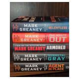 Books: Mark Greaney novels including autographed copies. See pictures for titles.