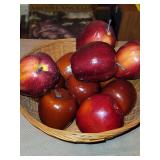 Basket of apples: wooden, preserved and wax