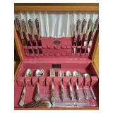 King Edward silverplate flatware. 53 pieces plus chest