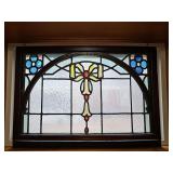 Both front framed stained glass window panel. See all photos. 30x21 in tall.