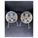 Set of 2 Navy Chief, Navy Proud 2016 Khaki Ball Challenge Coins