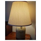 Table lamp made from antique Hayner crock. 25 in tall