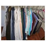 Nice grouping of ladies size small lightweight jackets, sweaters, slacks. Slacks are 6P