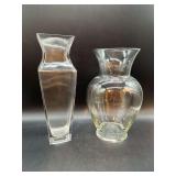 (2) very nice clear glass vases…..10-3/4 and 12” tall