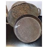 Antique tin colander and sifter