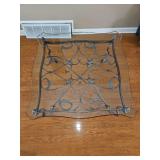 Very nice, heavy coffee table w/glass top & wrought Iron base...