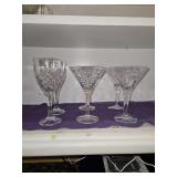 Shannon - Godinger Crystal glasses set of four(4) South Beach Martini Glasses Palm Trees & set of two(2) Dublin Stemmed Wine Goblets...