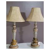 Pair of resin base table lamps 20", shade 9"