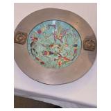 ACF Japan Porcelain Pewter Ashtray Bowl Hong Kong 8 1/4 inch Butterflies Floral and Vintage Japanese Imari Style 5.5" vase featuring Glorious birds porcelain