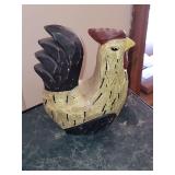 Small wooden carved rooster 8" X 6" X 3"