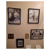 More Charles Dana Gibson framed art: His Only Child 11" X 8.75", Mermaids 10.75" X 8.75", dinner party 11" X 8.75" and vintage 1976 FRAMED SIGNED DON DAVEY PENCIL ART PRINT MAISON DE VILLE NEW ORLEANS