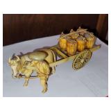 old vintage celluloid Chinese Ox Cart/Man detailed movable figurine