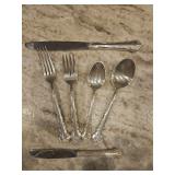 Towle Silver 6 Piece Place Setting 1956 Sterling "Peachtree Manor" 153.7 grams(NOT INCLUDING STERLING WEIGHTED HANDLE KNIVES)...