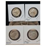 Four(4) Vintage Quarters / 1952, 1953, 1954-P, 1955...