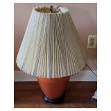 Burnt orange Ginger jar style table lamp 30H, shade 18" diameter