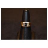 14kt yellow gold mens ring channel set with 2 sapp