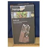 homgeek 7pc kitchen cutlery set with block, NOS; a