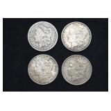 4 US Morgan Philadelphia Mint silver dollar coins: