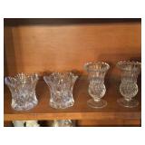 4 VINTAGE GLASS TOOTHPICK HOLDERS - NICE SHAPE