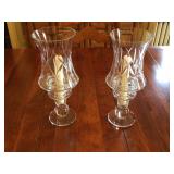 VERY NICE GLASS CANDLESTICKS WITH GLASS SHADES