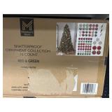 Shatterproof ornament collection 76 ct red &green