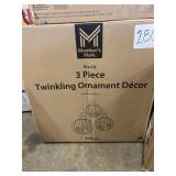 Pre-Lit 3pc twinkling ornament decor