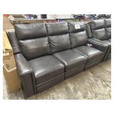 Gray leather sofa w/ recliner ends