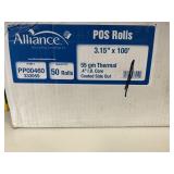 Alliance POS rolls 3.15inx100ft  50 rolls