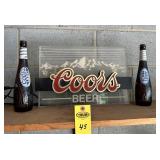 Coors Beer Sign Led & 2 Coors Bottles