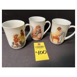 3 Vintage Norman Rockwell Mugs