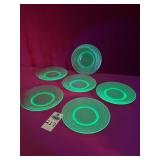 6 Uranium Glass 8.25" Plates