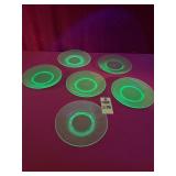 6 Uranium Glass 8" Plates