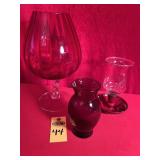 Red Vases(12.5" & 6.5") & Candle Holder 7.75"