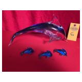 Glass Dolphins 11.5" & 2"