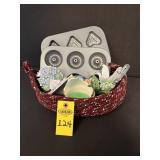 Woven Basket Of Misc. Kitchen Items