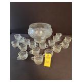 Grapes & Apple Pattern Punch Bowl & 17 Cups