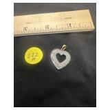 14 K Gold Heart Pendant W/ Diamonds 3.7 G