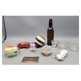 Misc Items Brown Bottle, Shot Glass, Nite Lite &