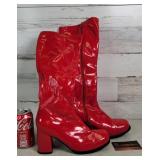 Red Knee-high Boots 3" Heel