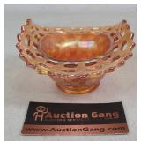 Orange Colored Glass Basket Dish