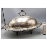 Silver Plate Footed Heated Covered Serving Dish