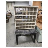 Vintage Wooden Cubby Cabinet 39" X 32" X 70"