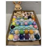 Collection of Easter Decor and Porcelain Eggs