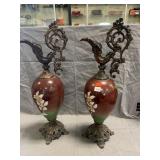 Pair of Antique Ewers w/Metalwork Features