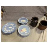 Wedgewood Plates w/Pottery Pieces